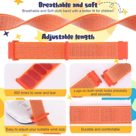 MHunter Nylon Watch Band Compatible with Gizmo Watch 3 2 1/ Gabb Watch 3 2 1/ SyncUP Watch, 20mm Soft Breathable Sport Hook Loop Replacement Smartwatch Bands Strap (Orange)