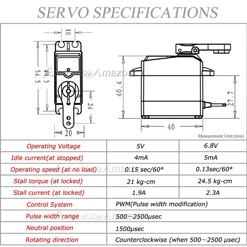 ANNIMOS 25KG Digital Servo Full Metal Gear High Torque Waterproof