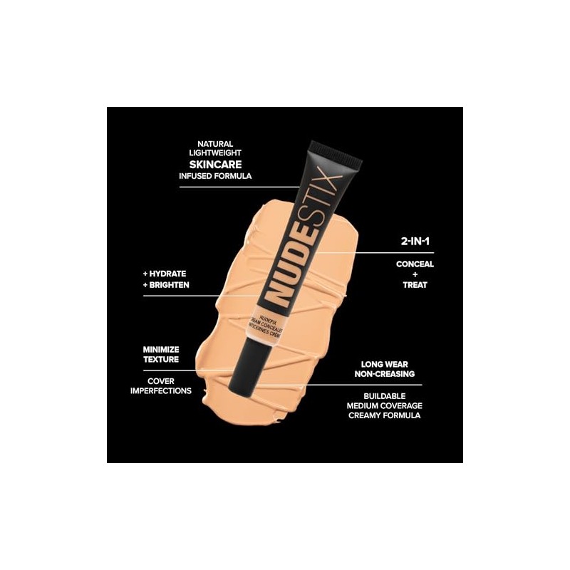 NUDESTIX NUDEFIX Cream Concealer Hydrating, Buildable Liquid Concealer for Dark