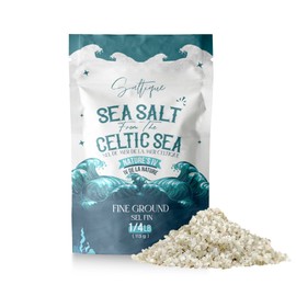 Saltique Sal Marina Francesa Finamente Molida Del Mar Céltico - 100 % Natural Y Sin Refinar - Sal Mineral Recolectada A Mano (1/4 Lb)