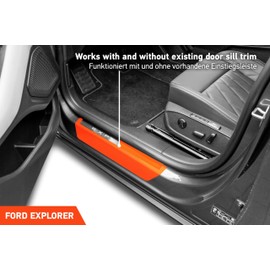Luxshield Car Door Sill Protectors for Ford Explorer CX740 I 2024 - 2025 - Paint Protection Film for Car Kick Plates Panel Covers Carbon