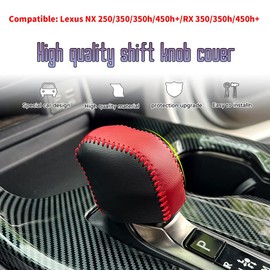 Bmolpt Custom Interior Accessories for Lexus NX 250 350 350h 450h+ 2022 2023 RX 350 350h 450h+ 500h Leather Automatic Gear Shift Knob Cover,Transimission Boots Shift Lever Sheath(Black Stitches)