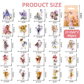 46PCS Fairy Stickers,Cute Flower Fairy Stickers,Kawaii Scrapbook Supplies,Aesthetic Water Bottle Stickers for Scrapbooking, DIY Crafts, Laptops, Journal, Gifts for Adult, Child