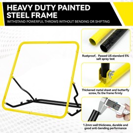 Baseball Rebound Net 48" x 52" Bounce Back Net with 3 Adjustable Angles, Anti-UV Easy Storage Baseball Fielding Trainer with 4 Stakes, Volleyball Softball Pitch Back Rebounder for Indoor Outdoor