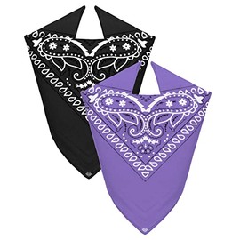 Van Der Rich ® - Set of 2 bandanas made of 100% cotton scarf for men and women, black-purple