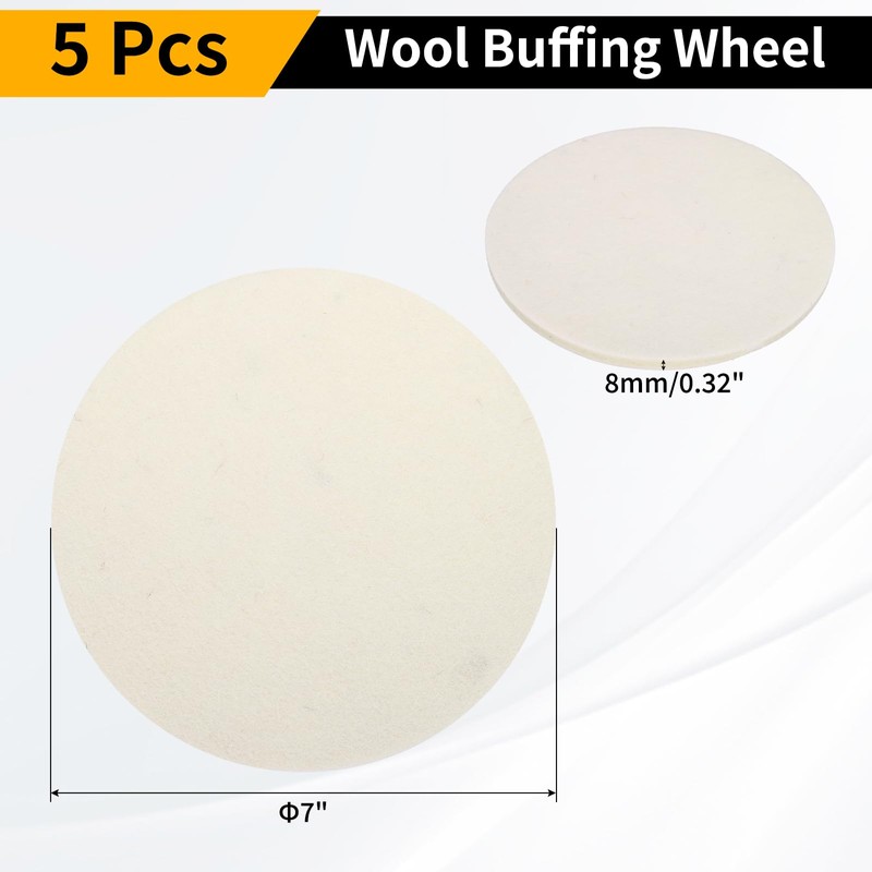 WorkBless 5PCS Wool Felt Polishing Pads, 7 Inch Buffing Wheel