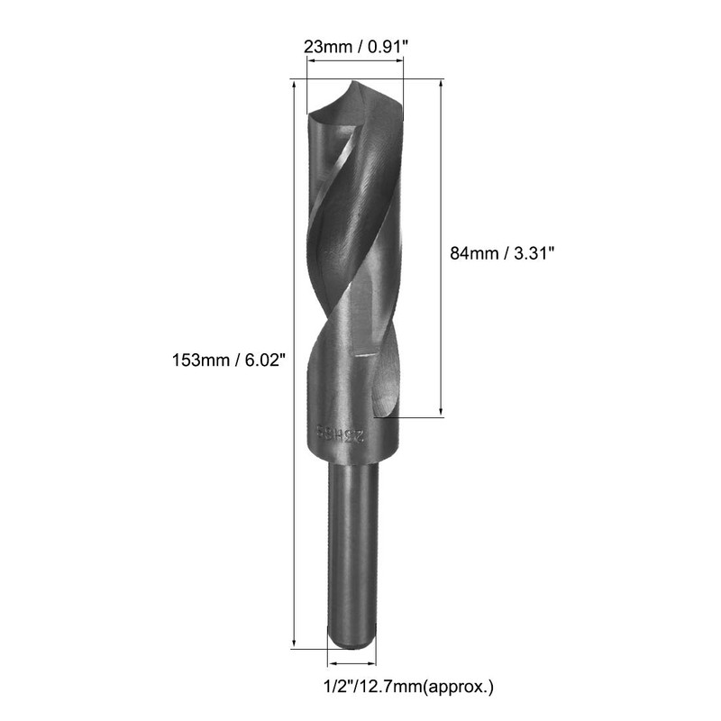 sourcing map 23mm Reduced Shank HSS 9341 Black Oxidised Drill