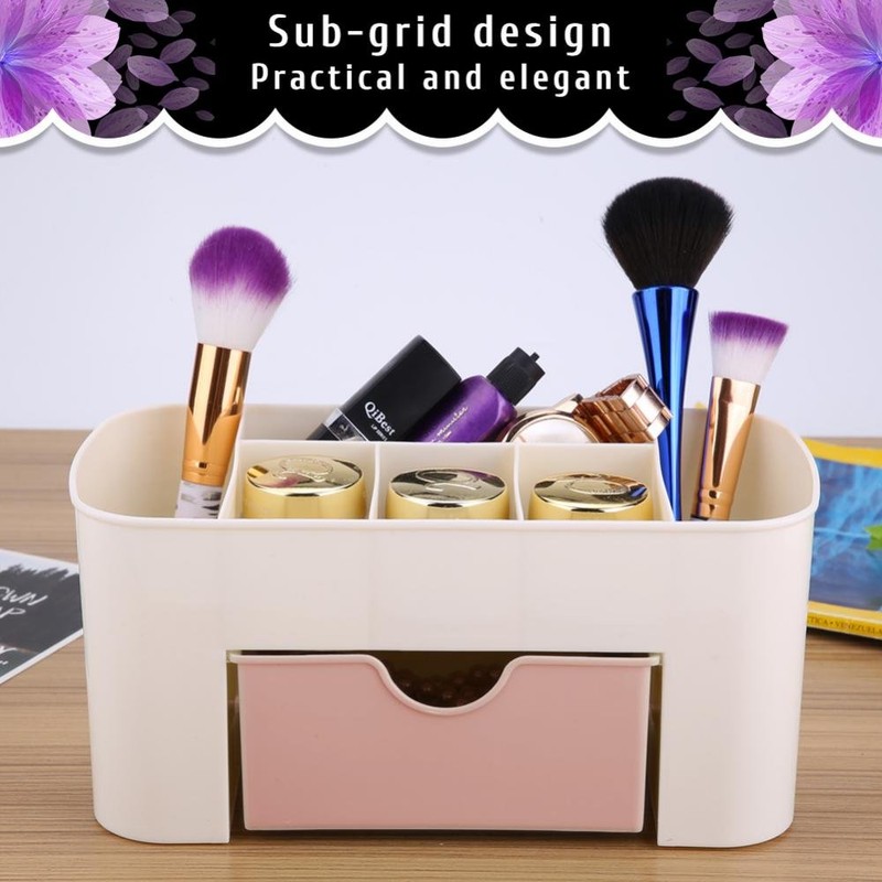 Multi-Functional Desktop Organizer with Drawer, Plastic Storage Box Jewelry Makeup