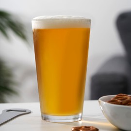 TRUE Pint Beer Glasses, Professional Grade Beer Pint Glasses, Multi Purpose Tumblers, Juice Water Cups, Kitchen Glassware, Home Bar, Set of 6, 16 oz