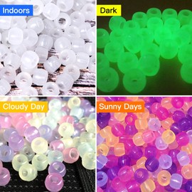 Korlon 1000 Pcs Pony Beads, Plastic Bracelet Beads UV Beads for Jewelry Making Bracelets, Necklace, Glow in The Dark Beads