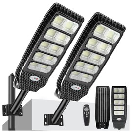 VUAA Large Solar Street Lights Outdoor Waterproof,6500K 20000LM 576 LEDs Solar Parking Lot Lights Dusk to Dawn,Flood Light Wide Angle Motion Sensor Remote Control for Area Lighting Yard