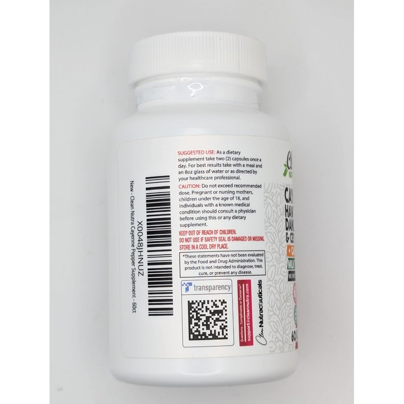 Clean Nutra Cayenne Pepper Capsules Supplement with Hawthorn Berry, Dandelion