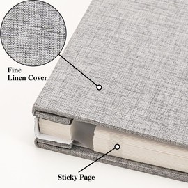 Vienrose 9.84x9.06 Inch Self-Adhesive Photo Album Linen Cover Arch Window Scrapbook Album 60 Pages Blank Inner Page Memory Book with A Metallic Pen, Gray