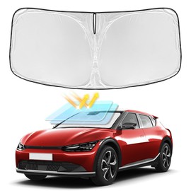 for Kia EV6 2022-2025 Windshield Sun Shade - 4 Layers Car Sunshades for Front Windows Shade Cover Custom Fit EV6 Sun Visor 240T Retractable Shade Blocks UV Rays Car Accessories