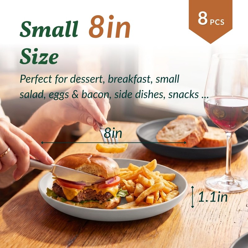 Homienly Deep Dinner Plates Set of 8 Alternative for Plastic