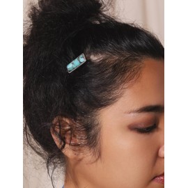 MINACHI Retro Style Rectangle Created Turquoise Hairpins, Set of 2, Women's Hair Accessories
