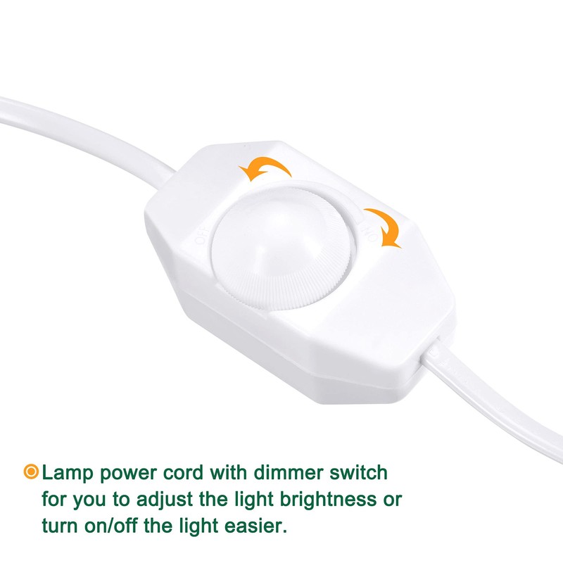 MECCANIXITY Lamp Cord with Dimmer Switch Power Wire 1.8M White