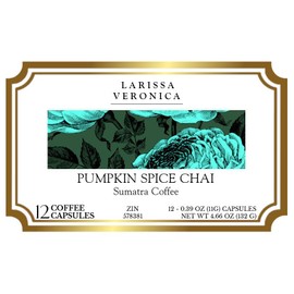 Pumpkin Spice Chai Sumatra Coffee (Single Serve K-Cup Pods) (Gourmet, Naturally Flavored, Whole Coffee Beans) (12 pods, ZIN: 578381)