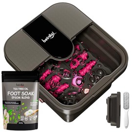 Beinilai Bao De Pies Plegable Con Calor, Burbujas, Rodillos De Masaje, Bao De Pies Con Aceite De rbol De T Y Sal De Epsom, Lima De Pies Para Pedicura 