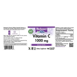 Bluebonnet Vitamin C 1000 Mg 90 Vegetable Capsules, Immune Health