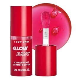 I DEW CARE - Aceite de labios coreano Glow Easy Pomegranate - Vitamina C, pigmentado y brillante, hidratante