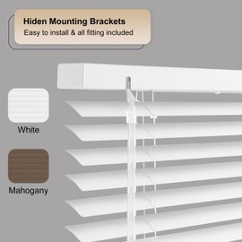 SEEYE Cordless Mini Blinds Aluminum Venetian Blind Horizontal Window Shades, 1" Slat Size - Rooming Darkening Blinds Anti-UV & Waterproof for Bedroom, Office, Easy to Install, 26" W x 64" H, White