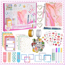 ROEOWENE 153 Pieces Scrapbook Accessories DIY Scrapbook Set Girls Bullet Journal Sticker Scrapbooking Accessories Sticker Aesthetic A5 Notebook Craft Set Children's Diary Christmas Gifts 6-12 Years