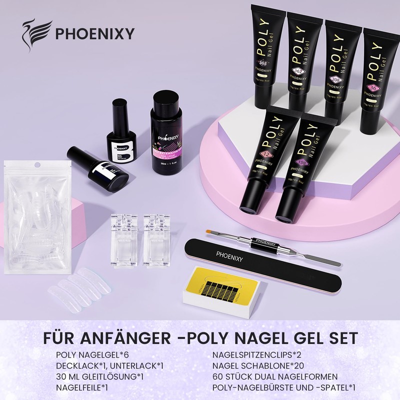 Phoenixy Poly Nail Gel Set 6 Colours Nail Extension Gel