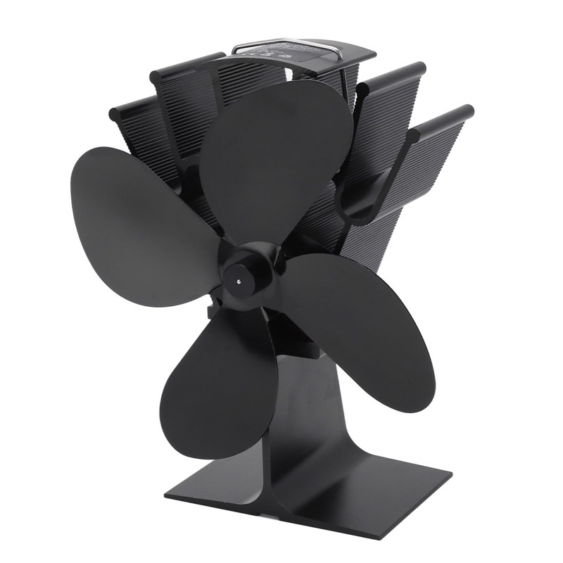 4 Blade Heat Powered Stove Fan Silent Eco Friendly Aluminium
