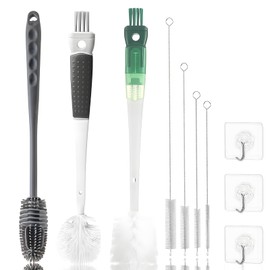 10 Piece Baby Bottle Brush Set, 5-in-1 Bottle Brush, Baby Bottle Brush Handle, Straw Cleaning Brush, Gap Cleaning Brush for Drinking Bottles, Baby Bottle, Narrow