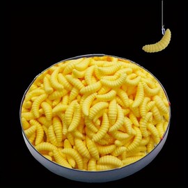 Artificial Maggot Soft Lure Set, 50pcs/set Irresistible Smelly Worms For Fishing, Fishing Accessories For Outdoor Fishing - Color: Multicolor, Specification: Beige 50pcs