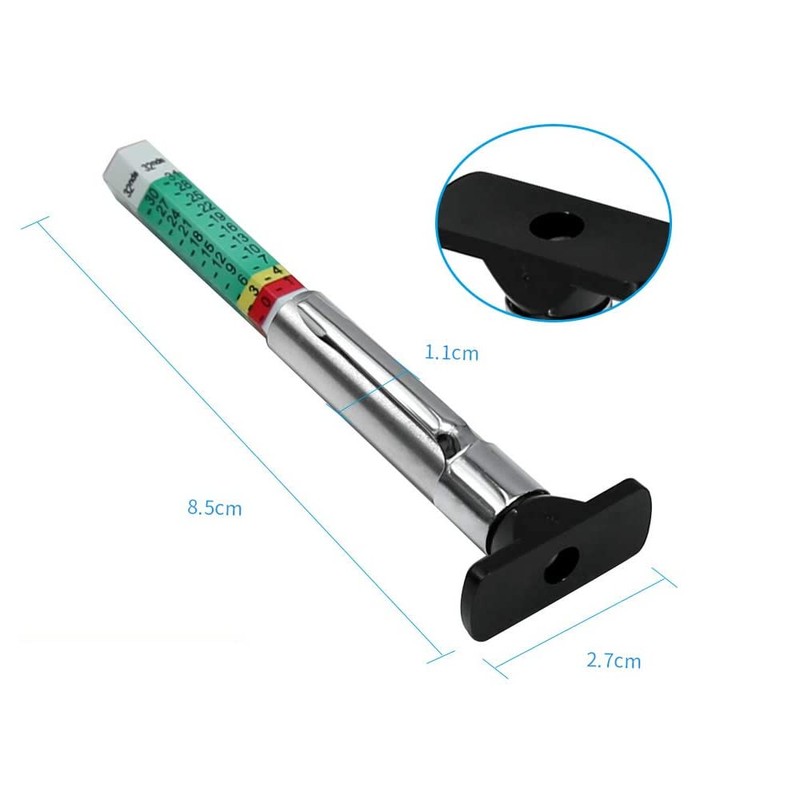 2 Pcs Tire Tread Depth Gauge, Two-Sided Smart Color Coded