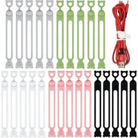 25 PCS Organizador de Cables – Bridas de Silicona Reutilizables y Ajustables, Sujeta Cables, Cable Management y Cord Ties para Cargadores y Auriculares, para Hogar, Oficina, Taller, Viaje y Escritorio