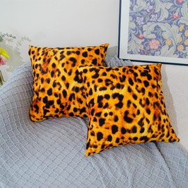DILOXNSU Set of 2 Cushion Cover 45 x 45 Leopard Abstract Animal Skin Soft Velvet Double-Sided Modern Decor Square Pillow Cases for Sofa Bed Couch Outdoor Cushions Covers 18 x 18 Inch Home Decorations