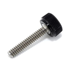 #6-32 x 3/4" Thumb Screw Stainless Steel - Black Knurled Round Plastic Knob - Standard/Coarse Thread Thumbscrew - Length: 0.750" - Proudly Built in USA - Package of (4)