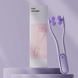 V Shape Face Slimming Massager Roller Manual Facial Beauty Tool for Cheek & Chin Lift, Y Shape Design for Contouring & Sculpting, Portable Face Roller for Skin Care & Slimming (purple)