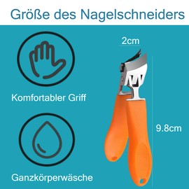 Pack of 2 Nail Clippers, Toenails, Nail Clippers, Nail Clippers for Seniors, Nail Cutter with Wide Opening and Splash Guard, Ergonomics Toenail Scissors, Hand and Toenails