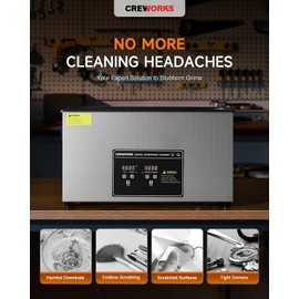 CREWORKS 10L Digital Ultrasonic Cleaner for Elongated Objects, 240W Professional Ultrasonic Parts Cleaner with Heater and Timer, 2.6 gal Lab Ultrasound Cleaner Machine for Gun Part Machine Auto Tool
