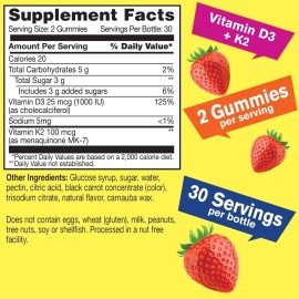 WellYeah Vitamin D3 + K2 Gummies - Vitamin D3 1000 IU, K2 100 MCG