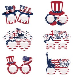 Patriotic 4th of July Photo Booth Props – Pack of 12 | Red, White & Blue Independence Day Party Decorations | USA Flag-Themed Sunglasses Props for Family, Friends, and Kids | Durable & Reusable