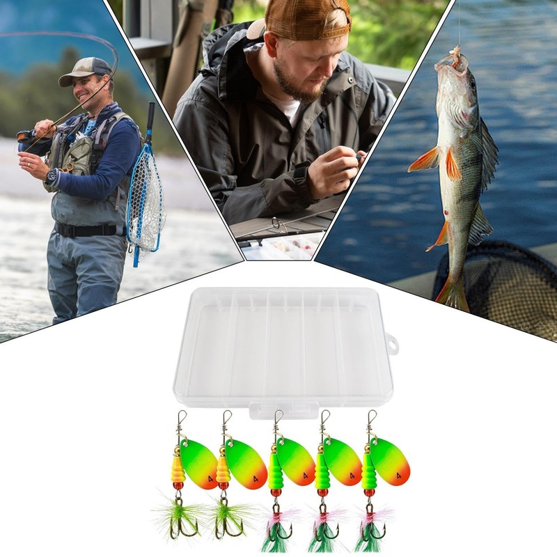 Spinnerbait Fishing Lures,Sequin Spinner Baits with Feathered Hooks - 5X