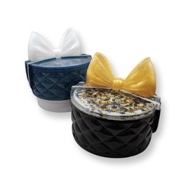 Decorative Jewelry Box with Bow, Black and Gold