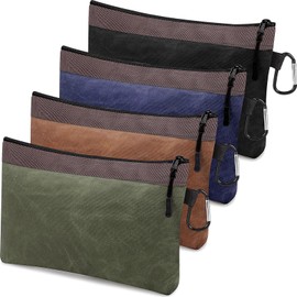 Eccliy 4 Pack Waxed Canvas Pouch 13 Inch Tool Bags Large Heavy Duty Canvas Zipper Tool Pouch Durable Water Resistant Multipurpose Organizer for Storage Outworking Fishing Hunting Camping