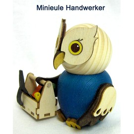 Kuhnert - Decoration / wooden figure - mini owl craftsman - approx. 7 cm - made in Germany