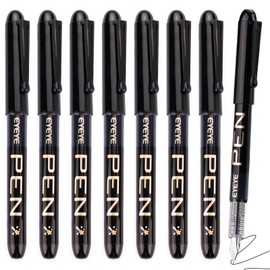 EYEYE Disposable Fountain Pens, 8PCS Fine Point Stainless Steel Nib, Smooth-Writing School, Office Supplies for Sketching, Journaling, Calligraphy, Doodling and Gifts (Clear Barrel, 8PCS Black)