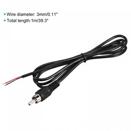 sourcing map RCA Male Plug Jack Connector Adapter to Bare Wire Open End Audio Video RCA Cable for Amplifier Speaker Wire Pack of 4