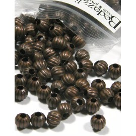 Bedazzlinbeads 20 Antique Copper Plated Iron 6mm Corrugated Round Spacer Beads with Bumpy Lines