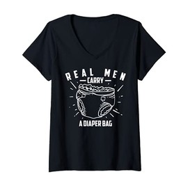 Womens Real Men Carry A Diaper Bag | Cool True Dads Gift V-Neck T-Shirt