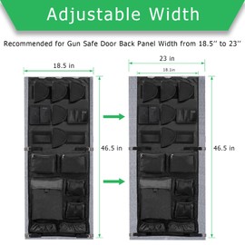 NEXT STATION Gun Safe Door Organizer,Gun Safe Door Panel Organizer with Removable Pistol Holders Mag Pouch,Adjustable Width Fit Panel 18.5 to 23 inches,Gun Safes Accessories Storage(18W*46.5H inch)