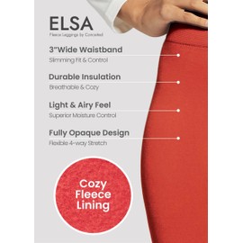 Conceited Fleece Lined Leggings Women - Regular and Plus Size Tights - Premium Warm Fabric in Many Colors - Coral - Large - X-Large